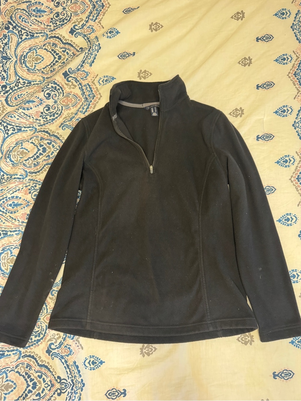 Lands End Black Quarter-Zip Fleece Pullover
